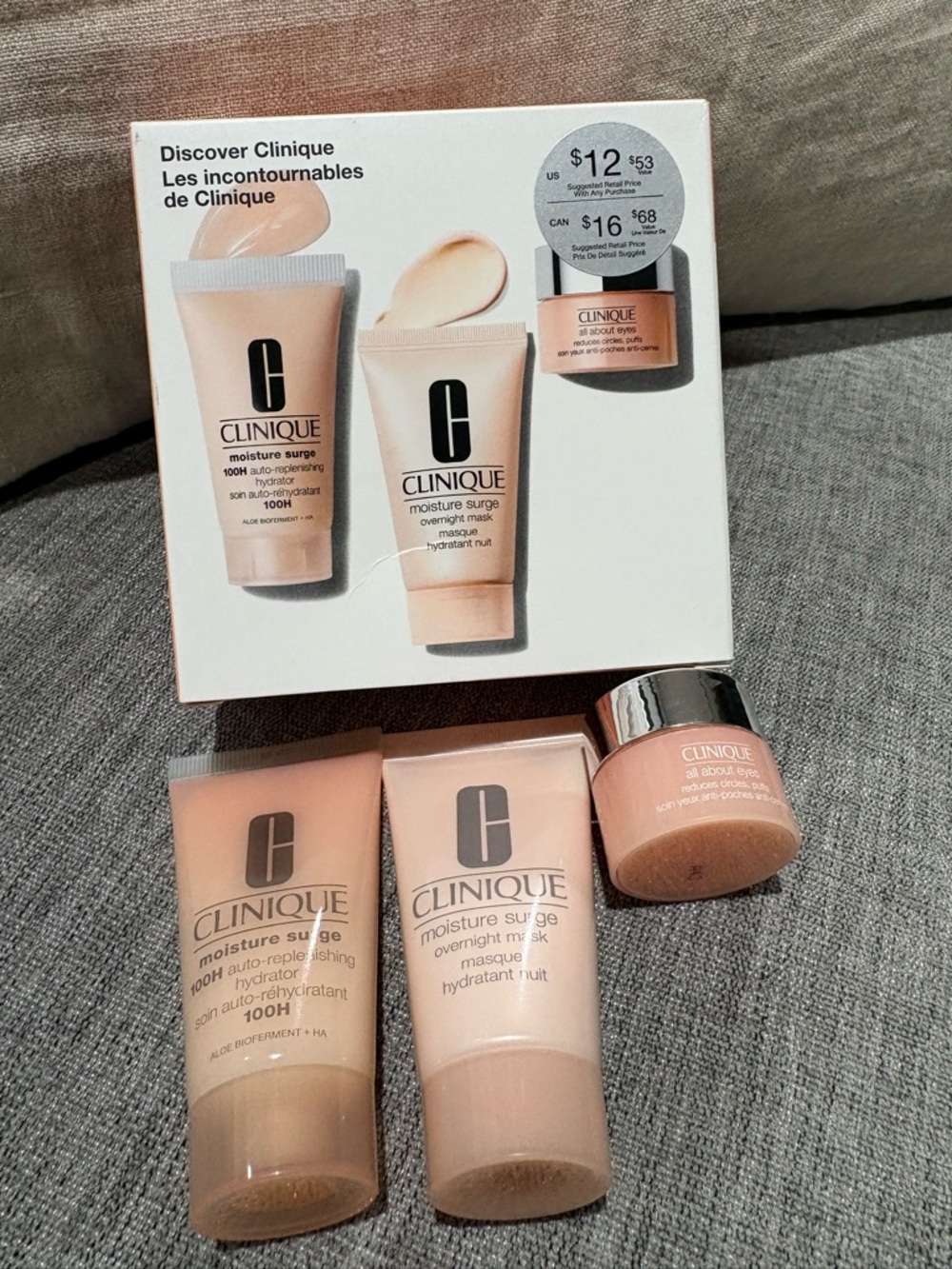 Clinique Hydrating Skincare Trio in Peach Pink Packaging